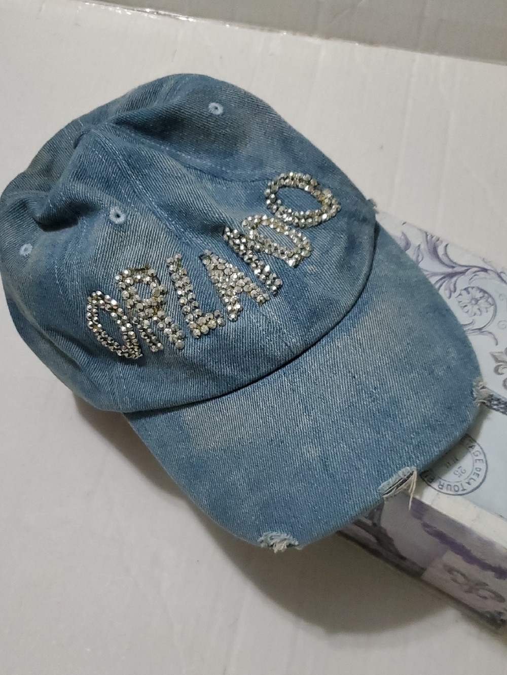 Light Wash Orlando Rhinestone Denim Baseball Cap